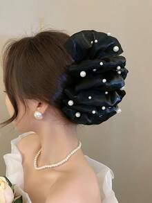 1pc 13cm Bubble Mesh Pearl Style Hair Claw Clip For Women, Elegant Multi-Layer Bow Oversized Hair Claw, Suitable For Daily Use And Wear - Multicolor - View 7