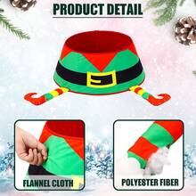 1 قطعة تنورة شجرة عيد الميلاد مع بوت بطول 40 سم، تنورة شجرة عيد الميلاد من الفلانيل ثلاثية الأبعاد مع قاعدة شجرة بأرجل رجل الثلج، غطاء قاعدة شجرة عيد الميلاد بتصميم قرية ريفية، ديكورات عيد الميلاد جميلة لتزيين غرفة الشتاء