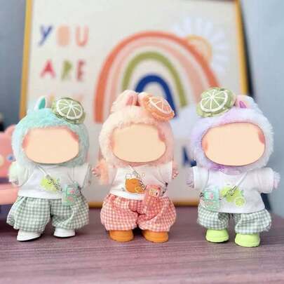 4pcs[Clothes Only]Hot Selling 17cm Labobo Plush Doll 1st/2nd/3rd Generation Clothes - Orange & Lemon Outfit For Labubu