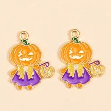 10pcs Halloween Enamel Accessories Pumpkin & Ghost Pendant, Suitable For DIY Jewelry Making Earrings Necklace Crafts Halloween Party Gifts