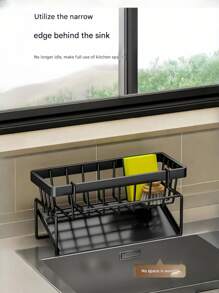 Kitchen Sink Sponge Drainer, Self-Draining Kitchen Sink Storage Rack, Sink Organizer, Kitchen/Bathroom Storage Drainer, Suitable For Holding Dish Brushes, Cloths, Soap, Cleaning Supplies, Baskets And Containers, Easy To Install, Built-In Drain Pipe, Sink Cloth Storage Rack, Multi-Functional Household Storage Rack, Home Organization And Storage, Kitchen Hanging Storage Rack. Kitchen Items Kitchen Accessories Kitchen Tools
