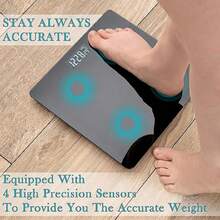 1pc Smart Digital LED Body Weight Scale, Max Capacity 180kg, 4-Point Precise Sensors, Glass Panel, Temperature Measurement, Home/Dorm Use