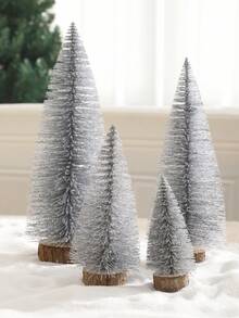 1pc/2pcs/4pcs Christmas Tree Decoration Desktop Ornaments Simulation Mini Silver Christmas Tree With Bow Suitable For Christmas Holiday Party Decoration, Living Room Decoration, Table Decoration, Home Decoration Natural Pastoral Country Style, Mantel, And Fireplace Display, Ideal For Christmas Themed Parties And Holiday Enhancement, Festive Design Christmas Decorations Winter Christmas Decorations Home Christmas Gifts Christmas Decor - Multicolor - View 14