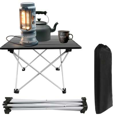 Huini Portable Camping Table, Lightweight Picnic Table Tent Table Folding Camp Table With Aluminum Table Top & Carry Bag, Steel Frame Fold Up Dining Desk For Outdoor, Picnic, Cooking, Beach, Hiking, Fishing