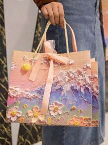 1 PIEZA/5 PIEZAS Bolsa de regalo con estética de pétalos de Yunshan 3D en pastel de aceite, con estilo Ins, curativo y de alta gama. También sirve como portaramos y bolsa de regalo premium. Es adecuado para ocasiones como fiestas festivas y regalos a amigos.