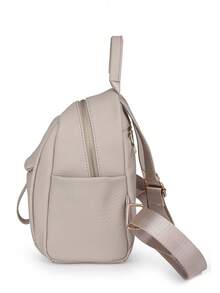 Zaino da donna di colore a contrasto alla moda, versatile, con ampia capacità, casual, leggero per uso esterno e da viaggio, adatto per studenti universitari - Beige - Visualizzare 3