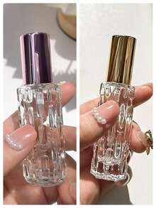 6 件 0.34 盎司透明空喷雾瓶带盖艺术设计化妆品香水乳液储存容器 DIY 美容工具，易于携带，适合旅行和外出，旅行配件家居浴室装饰秋季装饰返校香水瓶