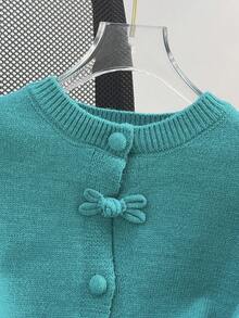 JIANHU كارديجان مزين بفيونكة محبوك للربيع، تصميم قصير مناسب للقامة القصيرة، أنيق ومتعدد الاستخدامات لمظهر أنيق