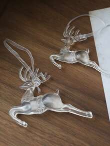 3D Acrylic Transparent Deer Hanging Ornaments, Nordic Minimalist Style Hollow Reindeer Decor, Matte Texture, Christmas Party Decoration, New Year Gift, Winter Window Display, Ice & Snow Home Decor