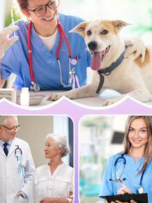 1件马卡龙色护士医生兽医伸缩笔套装，医用伸缩卷轴易拉扣ID扣徽章夹带剪刀便携式防丢笔套装工具钥匙扣包挂件男孩女孩朋友活动纪念品。万圣节配饰教师节圣诞节礼物创意包包挂饰汽车姐妹 - 彩色 - 查看 5