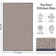 Kitchen Mats For Floor,Kitchen Rug, Nonskid, Washable,Absorbent Kitchen Runner Rug For In Front Of Sink,Entryway,Rubber Backing Indoor Door Mat,Farmhouse Style Standing Mat,17.3"X28",Grey - 灰色 - 查看 9