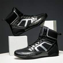 Zapatos deportivos de boxeo de alta gama, súper mil, ligeros, antideslizantes y resistentes al desgaste para lucha - Negro - Ver 3