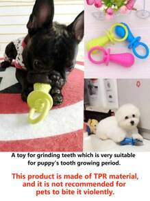 1 Set Of 3 Colors Small Pet Chew Toys, 2 Sizes, Rubber Pacifier With Metal Bite Bell Dog Supplies, Pet Training Toys, Ideal Teething Toys For Puppy Teeth Growth, Anti-Bite Dental Cleaning Puppy Toys, Pet Toys, Training Interactive Products, Help Pets Play And Relieve Boredom, Suitable For Medium And Small Pets - Multicolor - View 2