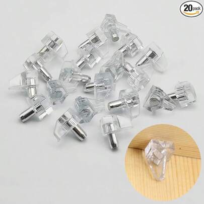 5mm Shelf Support Peg Clear Plastic Cabinet Shelf Support Pins Shelf Holder Replacement Peg For Kitchen Furniture Book Shelves (20 Pack)