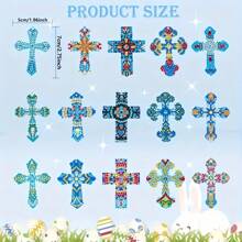 15pcs Cross Theme DIY Diamond Painting Keychains, Religious Acrylic Handmade Diamond Decor Keychains, Diamond Painting Keychain Decorations, Diamond Painting Handmade Art DIY Hanging Decorations, Party Decor Hanging Ornaments, Diamond Painting Backpack Charms, Great Gift For Friends, Suitable For Beginner Diamond Painting Christmas Tree Ornaments, DIY Diamond Painting Hanging Decorations, Holiday Gifts