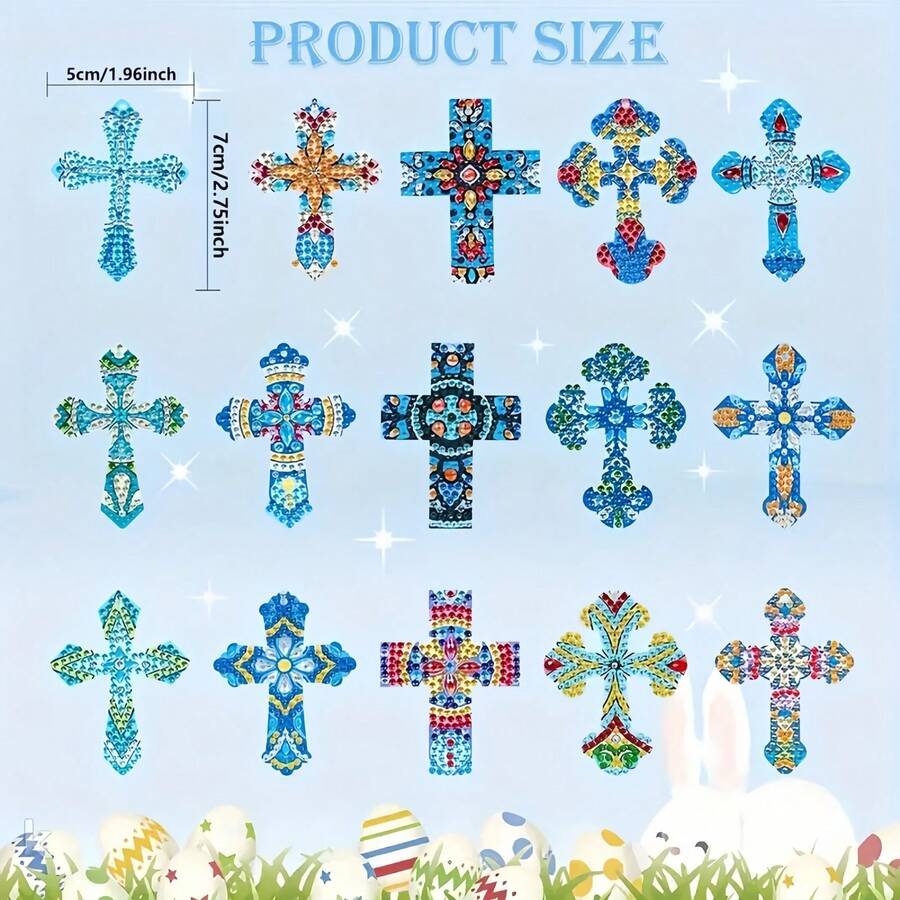 15pcs Cross Theme DIY Diamond Painting Keychains, Religious Acrylic Handmade Diamond Decor Keychains, Diamond Painting Keychain Decorations, Diamond Painting Handmade Art DIY Hanging Decorations, Party Decor Hanging Ornaments, Diamond Painting Backpack Charms, Great Gift For Friends, Suitable For Beginner Diamond Painting Christmas Tree Ornaments, DIY Diamond Painting Hanging Decorations, Holiday Gifts