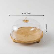 Bandeja Redonda De Madera De Acacia, Plato Para Frutas Y Pasteles Con Tapa, Plato De Estilo Japonés (1 Unidad)