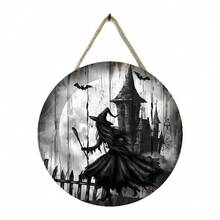 1pc 20*20*0.5 Assorted Wooden Halloween Decor Hanging Ornaments, Suitable For Halloween Holidays, Can Be Hung On Doors, Walls In Living Room, Bedroom, Etc. To Create A Festive Atmosphere For Theme Parties Home Decor Room Decor