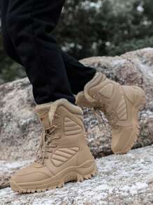 Botas de Trabalho de Inverno Masculinas, Botas de Neve de Deserto Respiráveis e Duráveis para Caminhada ao Ar Livre, Botas de Neve de Cano Alto Unissex Tamanho 36-46 com Forro Extra Quente