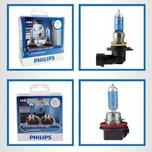 PHILIPS 2 件装飞利浦汽车照明 H1 H4 H7 H11 HB3 HB4 CrystalVision Platinum 高级升级汽车替换亮白色车头灯灯泡，适用于部分远光灯、近光灯、雾灯位置
