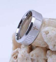 Tanyoyo 8MM Stainless Steel Jesus Cross Ring Silver Size 6-14 - 11 - Xem 4