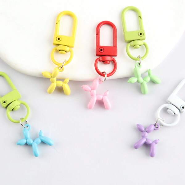 5pcs Cute Balloon Dog Keychain Set, Fashionable Bag Charm & Daily Accessory, Suitable As Birthday, Wedding, Theme Party, Thanksgiving, Housewarming & Kitchen Party Small Gifts For Family And Friends