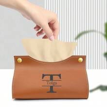 1 Customized Leather Tissue Box With Personalized Name Printing, Personalized Dust-Proof Tissue Box, Suitable For Home Living Room Desktops, Car Tissue Organizing Boxes, Party Supplies, Mother's Day Gifts, Artistic Handmade Sewing Accessories, Bohemian Style - Multicolor - View 3