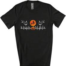 Rved Pumpkin Heartbeat; Aweme Halloween Costume Moon Witch; Simple Nurse Group Uni T-Shirt - 黑色8 - 查看 1