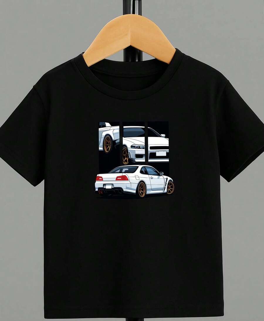 Camiseta para niño de 4 a 15 años de cuello redondo y manga corta con diseño de SPEED casual y creativa para niño - Negro - Ver 1
