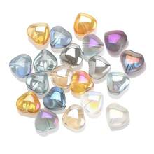 50颗/包 8毫米/10毫米中心孔玻璃心形珠，DIY珠宝配件，镀金散珠，适用于项链、手链、耳环等。 - 8mm中孔光面桃心 - 查看 29