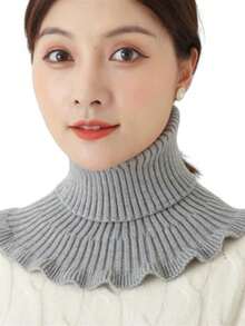1 chiếc khăn quàng cổ đan len giữ ấm cho nữ, cổ giả đan trơn màu tối giản đa năng, khăn quàng cổ cao ấm áp và chống gió, thích hợp cho nhiều dịp khác nhau, mùa thu/đông - khăn dệt kim - Xem 27