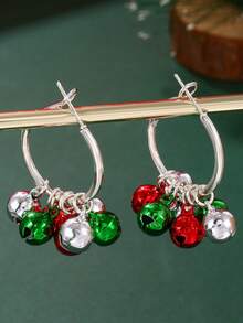 1 Pair Christmas Hoop Earrings, Colorful Bell Earrings, European And American Style Jewelry Accessories - Multicolor - View 3