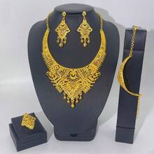 1 Set Luxury Elegant Earrings Necklace Ring Bracelet 5pcs Jewelry Set For Women, Suitable For Bride Wedding Banquet Party - Jewelry Sets - View 4