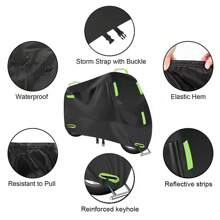 1pc 210D Waterproof Oxford Motorcycle Cover, All-Weather Protection Against Sun, Dust, Snow And UV, With Lock Hole, 7 Reflective Strips, Suitable For Bicycle, Motorcycle, All Seasons