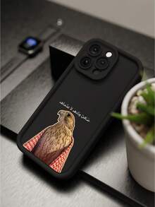 1pc New Falcon Style Pattern Phone Case, Suitable As Gift For Boyfriend, Friend, Girlfriend, Family, Brother, Colleague, Younger Brother, Couple, Classmate, Teacher, Birthday, Holiday. Black Matte Soft Full Body Protective Anti-Dust Anti-Water Case Compatible With IPhone 13/16/15/14/13/12/11/Pro/ProMax/X/XR/XS/XSMAX/7/8/PLUS, Shockproof Anti-Fall Scratch Resistant - Black - View 1