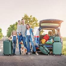 SUNROAD A Stylish Set Of ABS Suitcases With Vertical Stripes, Four-In-One Design With Handles And Universal Wheels. Available In 20in, 24in, 28in Sizes And 12in Carrying Case, Featuring ABS Aluminum Golden Pull Rods In A Fashionable Rose Gold Color Scheme - 綠松石 - 查看 7