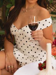 Women's Summer V Neck Off Shoulder Wedding Mini Dresses Backless A Line Puffy Hem Prom Party Gown Y2k Cocktail Bubble Mini Dress - 黑與白 - 查看 10