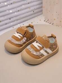 Pantofi sport la modă pentru fete, pantofi sport casual pentru copii mici cu talpă moale din cauciuc, broderie și sistem de prindere cu cârlig și buclă, adidași ușori pentru alergare - Kaki - Vizualizare 1