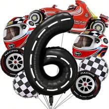 40-Inch Black And White Striped Racing Car Pattern, Tire, Grid Design, Number Balloon For Birthday Party Decor - Multicolor - View 4