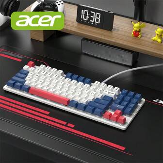 Acer The OKW216 Gaming Keyboard Features An Optimized 89-Key Layout With Dedicated Shortcut Keys, Mechanical Switches For Tactile Feedback, Stepped, Splash-Resistant Keycaps, And Is Durable For Internet Cafes. A Cost-Effective Choice For Home And Office Use. Available In White, Blue, And Red.