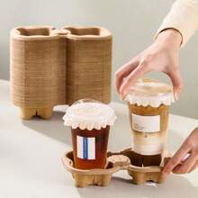 50pcs Delivery Cup Holders, 2-Cup Coffee Tray - Food & Drink Carrier, Fits Hot Or Cold Cups - Beverage Carrier Tray - Party Drink Cup Holder, Ideal For Cafe, Back To School Season, Restaurant, Food Delivery Service Coffee Cup Holders - View 9