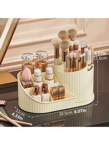 Organisateur de maquillage rotatif à 360° anti-poussière: Carrousel de rangement cosmétique multifonctionnel pour rouge à lèvres, pinceaux pour ombres à paupières et outils de maquillage | Support rotatif de table de toilette, boîte de rangement de beauté grande capacité avec conception anti-poussière, pour vacances à la plage, collection de salle de bain, collection de chambre, grande capacité