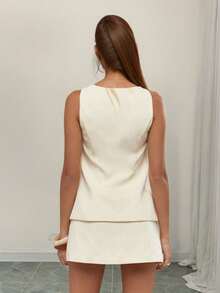 Women's Slim Fit Suit Vest (Vest + Shorts) Skirt / Skirt - 米色 - 查看 5