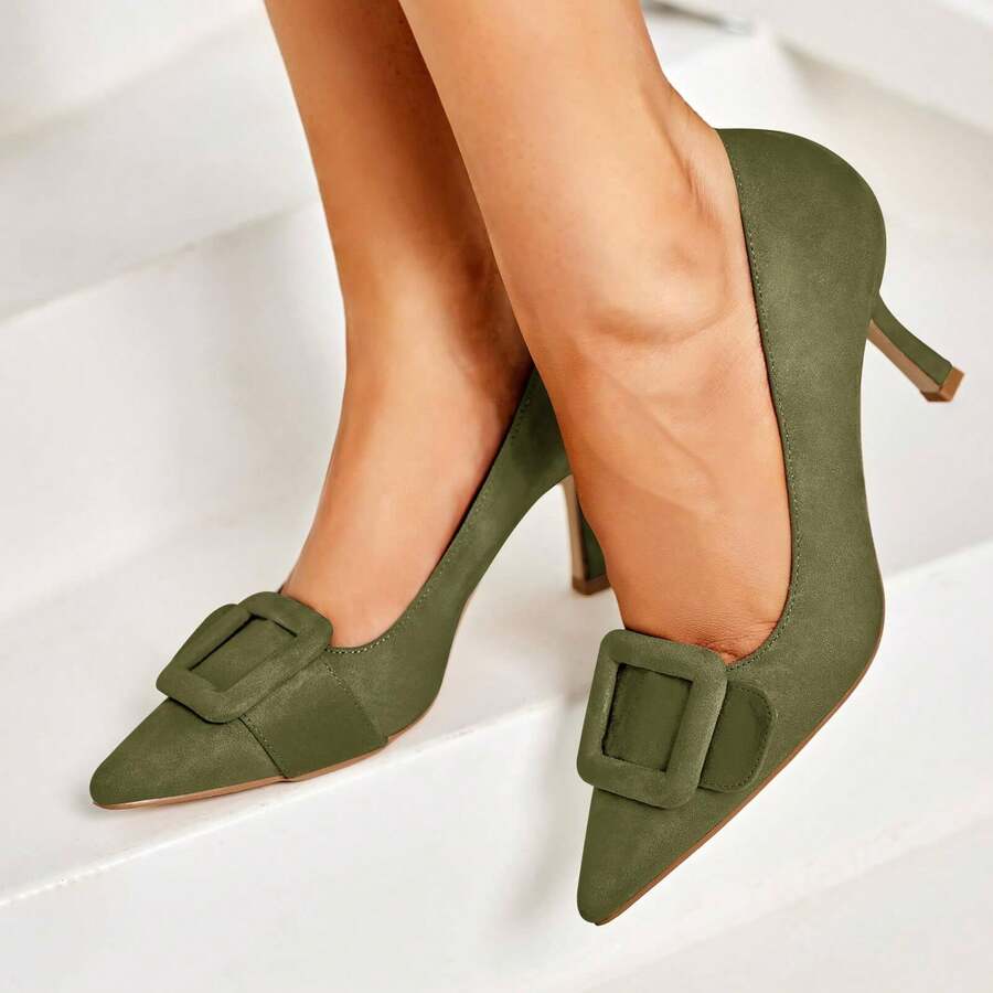 Women's Pointed-Toe Stilettos, Elegant High Heels, Shoes For Weddings And Formal Occasions, Women's Dress Shoes Green High Heels - 綠色 - 查看 1