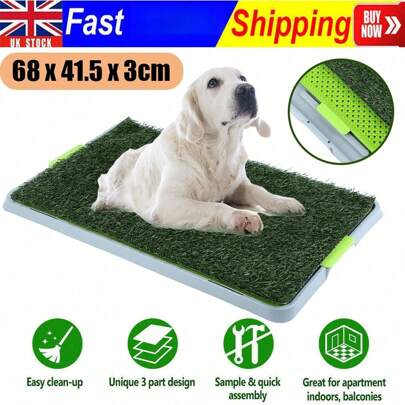 Dog Toilet With Artificial Grass Layer – 3-Layer Design (Grass Surface, Permeable Layer, Collection Layer) For Fixed-Point Toilet Training | Easy To Clean, Detachable Layers, Lightweight & Portable – Ideal For Living Areas, Indoor Use, Puppies, Small To Medium Dogs