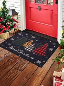 1pc Christmas Tree Front Door Washable Rugs, Dirt-Resistant Floor Mat, Rug, Merry Christmas Party Decoration, Christmas Decoration Floor Mat, Christmas Kitchen Rugs, Christmas Room Decor, Home Decor, 2026 New Year Decoration, Decoration, Christmas Gifts, Christmas Ornaments, Party Favor - Christmas Tree Black - View 5