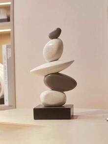 Stacking Stone Sculpture - Abstract Balancing Rock Art Resin Sculpture, Stylish And Elegant Design, Decorative Desktop Figurine For Home And Office Gift Birthday Graduation Christmas Gift