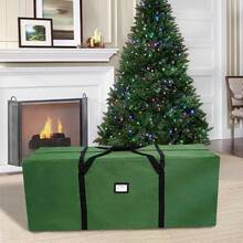 AerWo Bolsa de almacenamiento para árbol de Navidad artificial, tamaño grande, se adapta a árboles de Navidad desarmados de hasta 8 pies, resistente bolsa de árbol de Navidad con asas reforzadas duraderas (50" x 20" x 15") - Verde - Ver 5