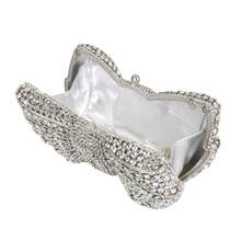 Women Luxury Bowknot Shaped Evening Clutch Sparkling Rhinestones Handbag For Banquet - Silver - View 6