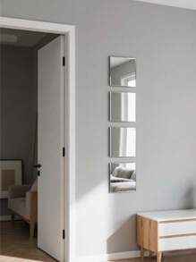 1/4/8pcs 20*20cm Round Corner Acrylic Wall Mirror Stickers – Self-Adhesive Decorative Panels For Bedroom, Dorm, Closet – Soft Splicing Mirror (Not For Reflection Use)